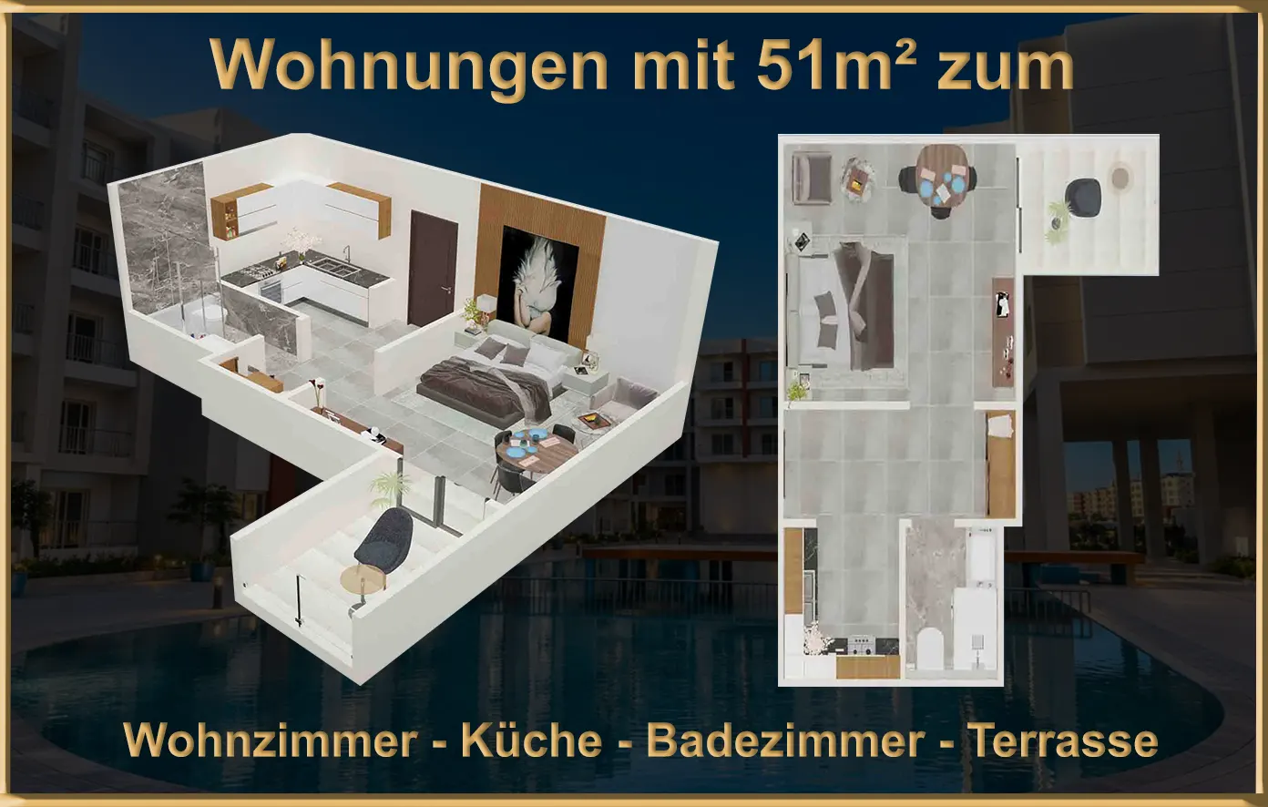 Studio Wohnungen mit 51m² zum Verkauf in Hurghada